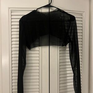Black Sheer Long Sleeve Crop Top